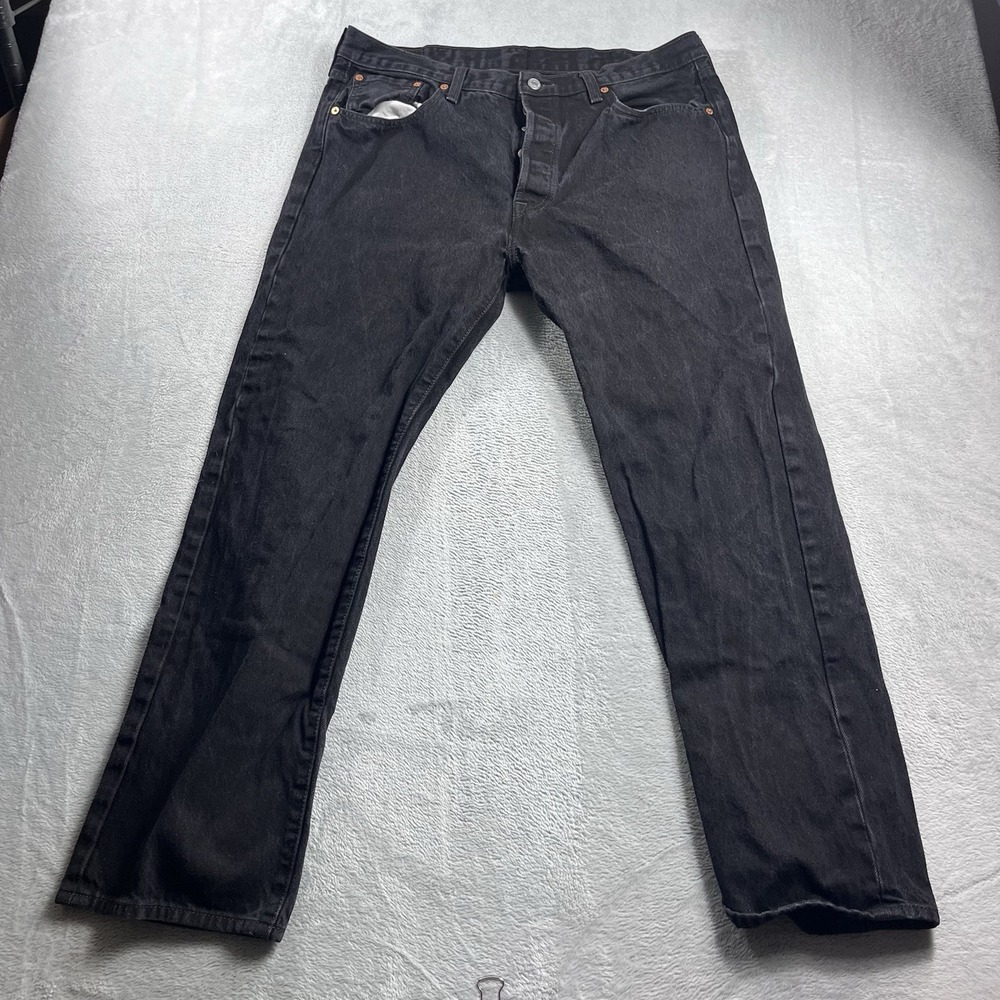 Levis 501 Straight Leg Button-Fly Washed Black Jeans‎ 38x30* Red Tab